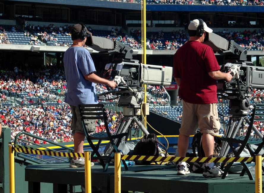 Television Camera Men Outdoors Ballgame 159400